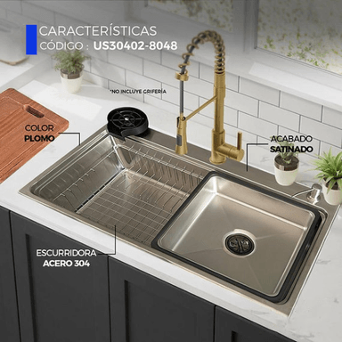 LAVADERO DE COCINA PLOMO US30402-8048 - 3