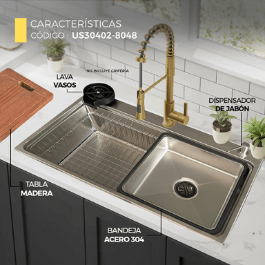 LAVADERO DE COCINA PLOMO US30402-8048 - 4