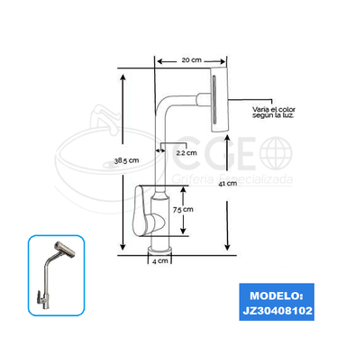 GRIFERÍA DE COCINA RETRACTIL AL MUEBLE PLOMO JZ30408102 - 6