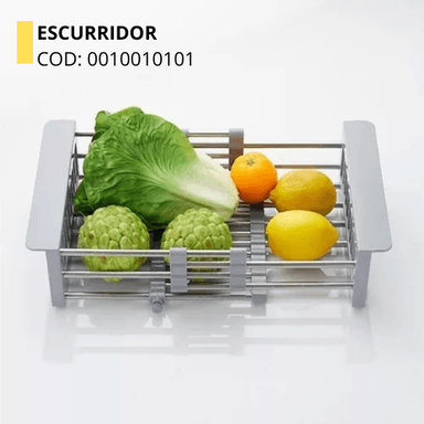LAVADERO DE COCINA DE ACERO 2 POZAS CON PORTA CUCHILLOS PLOMO PRM-8448 - 4
