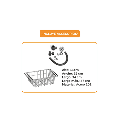 LAVADERO DE COCINA ACERO INOXIDABLE NEGRO 50X44 - 2