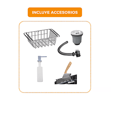 LAVADERO DE COCINA ACERO CON PORTA CUCHILLO NEGRO PRM-6045B - 3