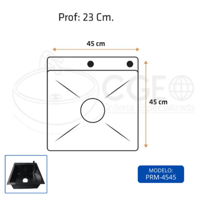 LAVADERO DE COCINA ACERO INOXIDABLE NEGRO PRM-4545 - 5