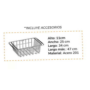 LAVADERO DE COCINA ACERO 304 CON ESCURRIDERO SATINADO INF-10050 SBD - 3