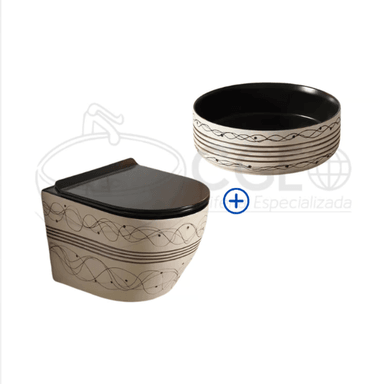 INODORO SUSPENDIDO + BOWL REDONDA CON ACABADO PERSONALIZADO