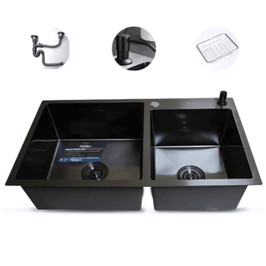 LAVADERO DE COCINA DOBLE POZA NEGRO INF-8245 ED