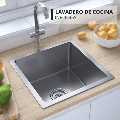 LAVADERO DE COCINA ACERO INOXIDABLE SATINADO INF-4545S - 2