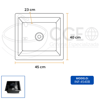 LAVADERO DE COCINA ACERO INOXIDABLE NEGRO INF-4540B - 4