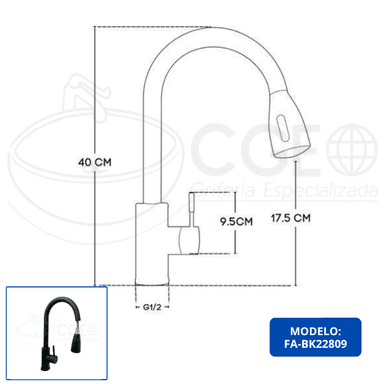 MEZCLADORA DE COCINA EXTRAIBLE NEGRO FA-BK22809 - 4