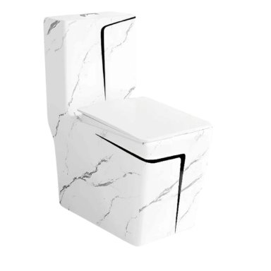 INODORO ONE PIECE MINIMALISTA MARMOLEADO BLANCO CON NEGRO 2328MBL