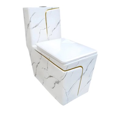 INODORO ONE PIECE MINIMALISTA MARMOLEADO BLANCO CON DORADO 2328MGML