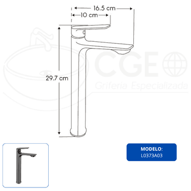 LLAVE PARA LAVATORIO ALTO MUEBLE GRIS L0373A03 - 3