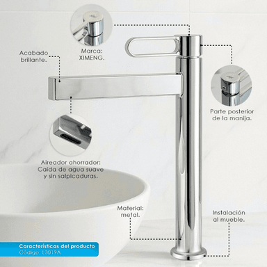 LLAVE PARA LAVATORIO ALTO MUEBLE CROMADO L3019A - 2