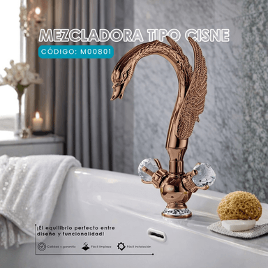 MEZCLADORA PARA LAVATORIO AL MUEBLE TIPO CISNE ROSE M00805 - 2