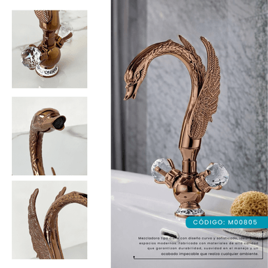 MEZCLADORA PARA LAVATORIO AL MUEBLE TIPO CISNE ROSE M00805 - 3