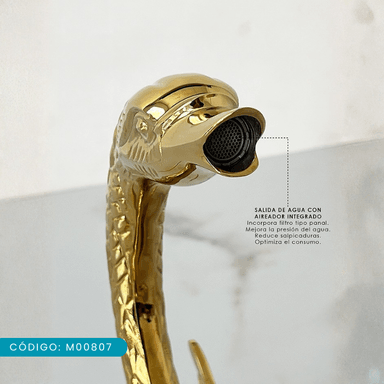 MEZCLADORA PARA LAVATORIO AL MUEBLE TIPO CISNE DORADO M00807 - 5