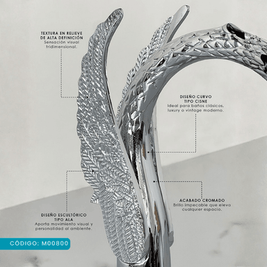 MEZCLADORA PARA LAVATORIO AL MUEBLE TIPO CISNE CROMADO M00800 - 4
