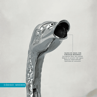 MEZCLADORA PARA LAVATORIO AL MUEBLE TIPO CISNE CROMADO M00800 - 5