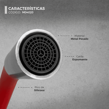MEZCLADORA MONOCOMANDO DE COCINA FLEXIBLE ROJO M04020 - 4