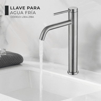 LLAVE PARA LAVATORIO ALTO SATINADO L304-218A - 2