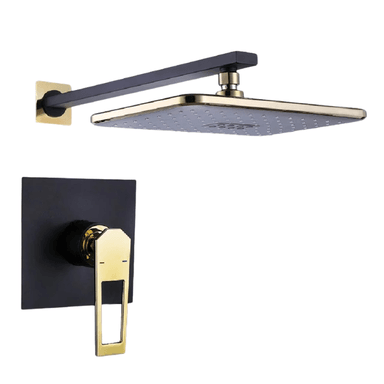 MEZCLADORA DE DUCHA MINIMALISTA CUADRADO BRONCE NEGRO CON DORADO - 1