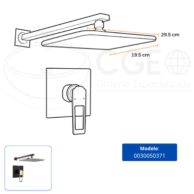 MEZCLADORA DE DUCHA MINIMALISTA CUADRADO BRONCE NEGRO CON DORADO - 3