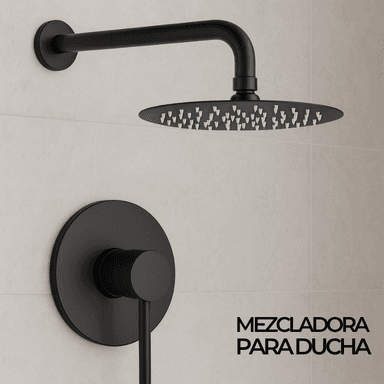 MEZCLADORA DUCHA NEGRA REDONDA F3205B - 2