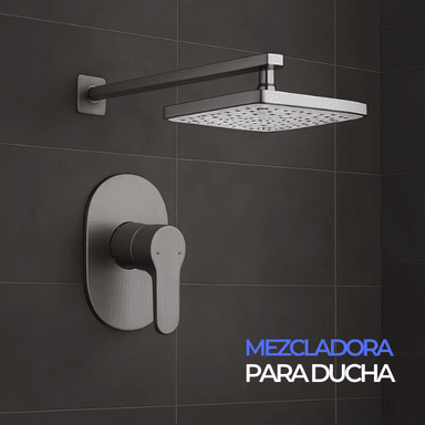 MEZCLADORA DE DUCHA MINIMALISTA CUADRADO BRONCE GRIS - 2