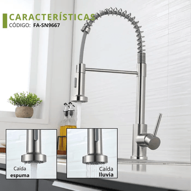 MEZCLADORA MONOCOMANDO PARA COCINA EXTRAÍBLE SATINADO FA-SN9667 - 4