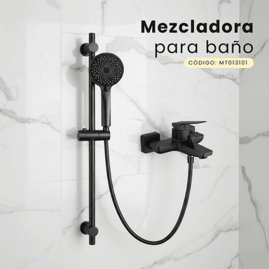 MEZCLADORA MONOCOMANDO PARA DUCHA TELEFONO CON BARRA GUN NEGRO MT013101 - 3