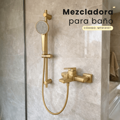 MEZCLADORA MONOCOMANDO PARA DUCHA TELEFONO CON BARRA DORADO MT013107 - 3