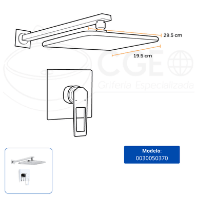 MEZCLADORA DE DUCHA MINIMALISTA CUADRADO BRONCE CROMADO - 3