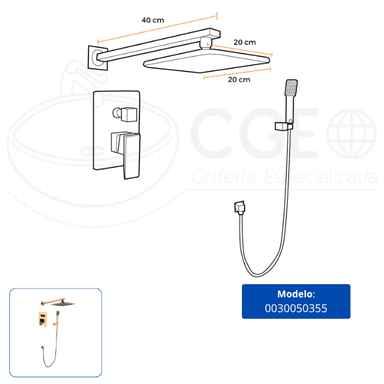 MEZCLADORA DE DUCHA Y TELEFONO CUADRADO BRONCE DORADO 6004 SANDS 1 - 3