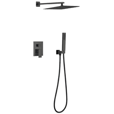 MEZCLADORA DE DUCHA Y TELEFONO CUADRADO NEGRO FB024 SANDS BRONCE - 1