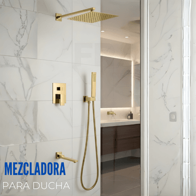 MEZCLADORA PARA BAÑO Y TINA CUADRADO DORADO FB024T SANDS BRONCE - 2