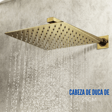DUCHA ESPAÑOLA DE ACERO 304 DORADO +BRAZO P/6012 -SANDS 25 CM - 2