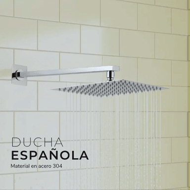 DUCHA ESPAÑOLA DE ACERO 304 CROMADO +BRAZO P/6012 -SANDS 25 CM - 2