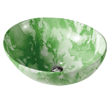 BOWL OVALIN DE LOZA MARMOLEADO VERDE - 1