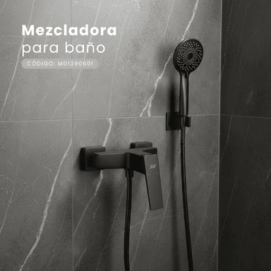 MEZCLADORA MONOCOMANDO PARA DUCHA TELEFONO NEGRO MD1390601 - 2