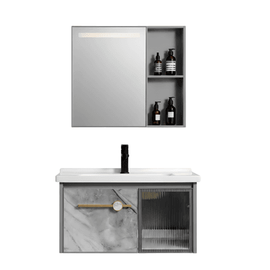 MUEBLE DE BAÑO DE ALUMINIO + ESPEJO CON SENSOR LED - QH401 GRIS - FRATELLI - 1