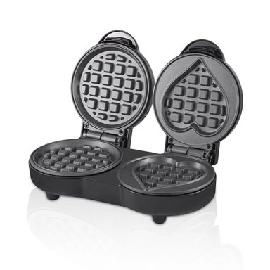 MAQUINA DOBLE PARA HACER WAFLES CORAZON Y CIRCULAR