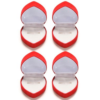 CAJAS DE JOYERÍA CON FORMA DE CORAZÓN ROJO 4 UNIDADES