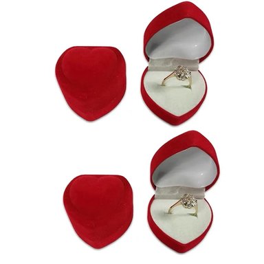 CAJAS DE JOYERÍA CON FORMA DE CORAZÓN ROJO TERCIOPELO 4 UNIDADES