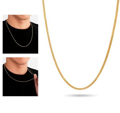 CADENA DE ACERO INOXIDABLE DORADO UNISEX EXCLUSIVO 60 CM X 2 MM