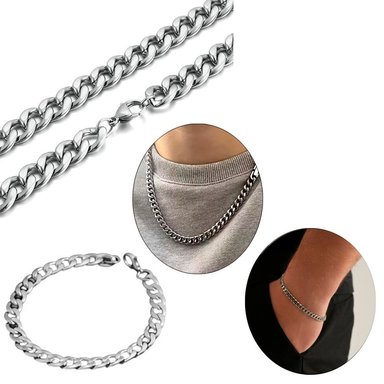 CADENA CON PULSERA SET COMPLETO ACERO INOXIDABLE 8MM