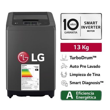 LAVADORA LG 13KG SMART MOTION CARGA SUPERIOR NEGRO CLARO WT13BPBK