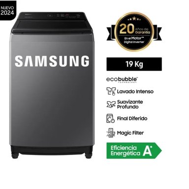 LAVADORA SAMSUNG 19KG  WA19CG6441BDPE ECOBUBBLE GRIS