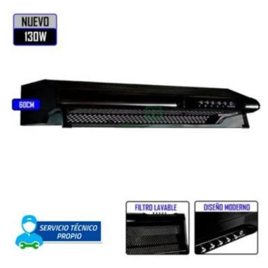 CAMPANA INDURAMA 60CM EXTRACTORA CEI-602NE 3 VELOCIDADES NEGRO