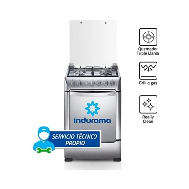 COCINA INDURAMA A GAS DE 4 HORNILLAS FLORENCIA ZAFIRO CROMA