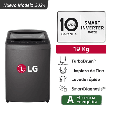 LAVADORA LG 19 KG CARGA SUPERIOR NEGRO WT19BVTB
